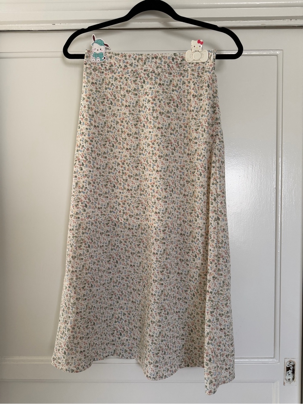 Floral Cream A-Line Midi Skirt